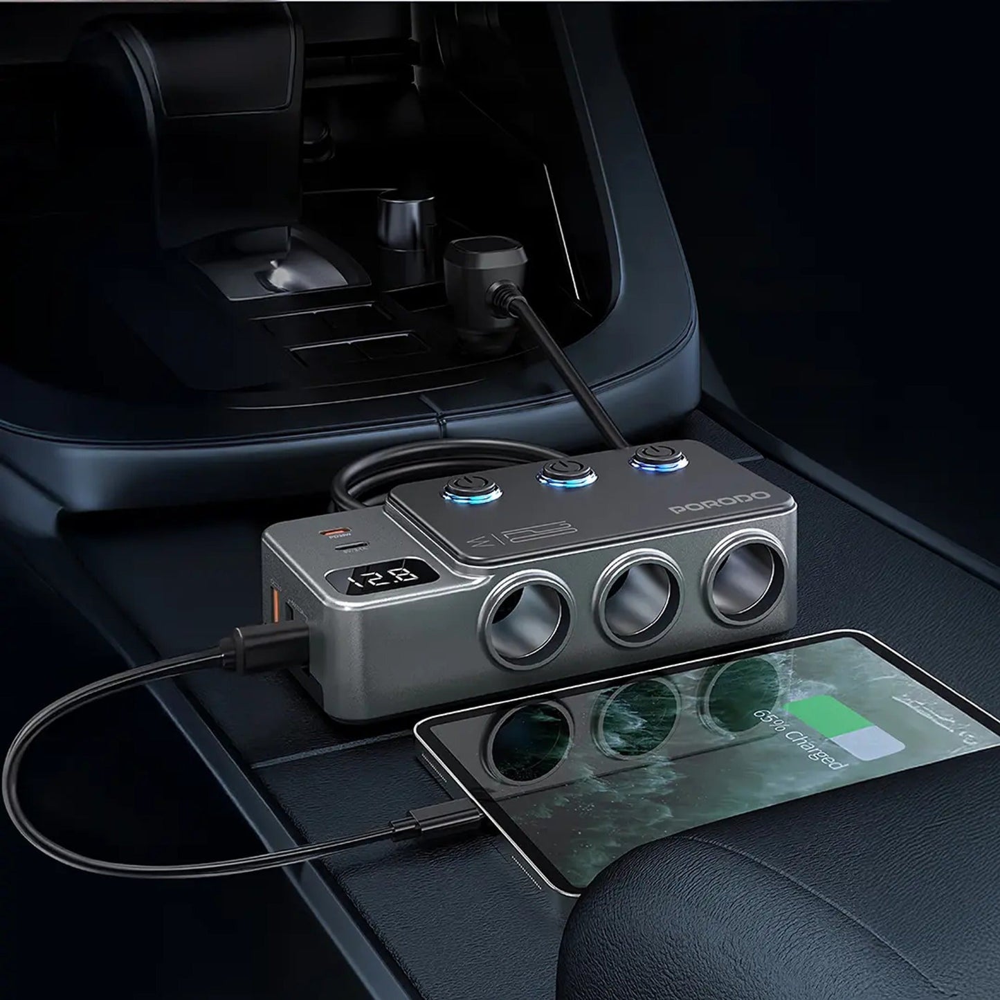 بورودو 120 واط Car شاحن Hub Trتقنية النبضات الضوئيةe-Pأوt Lighter Socket