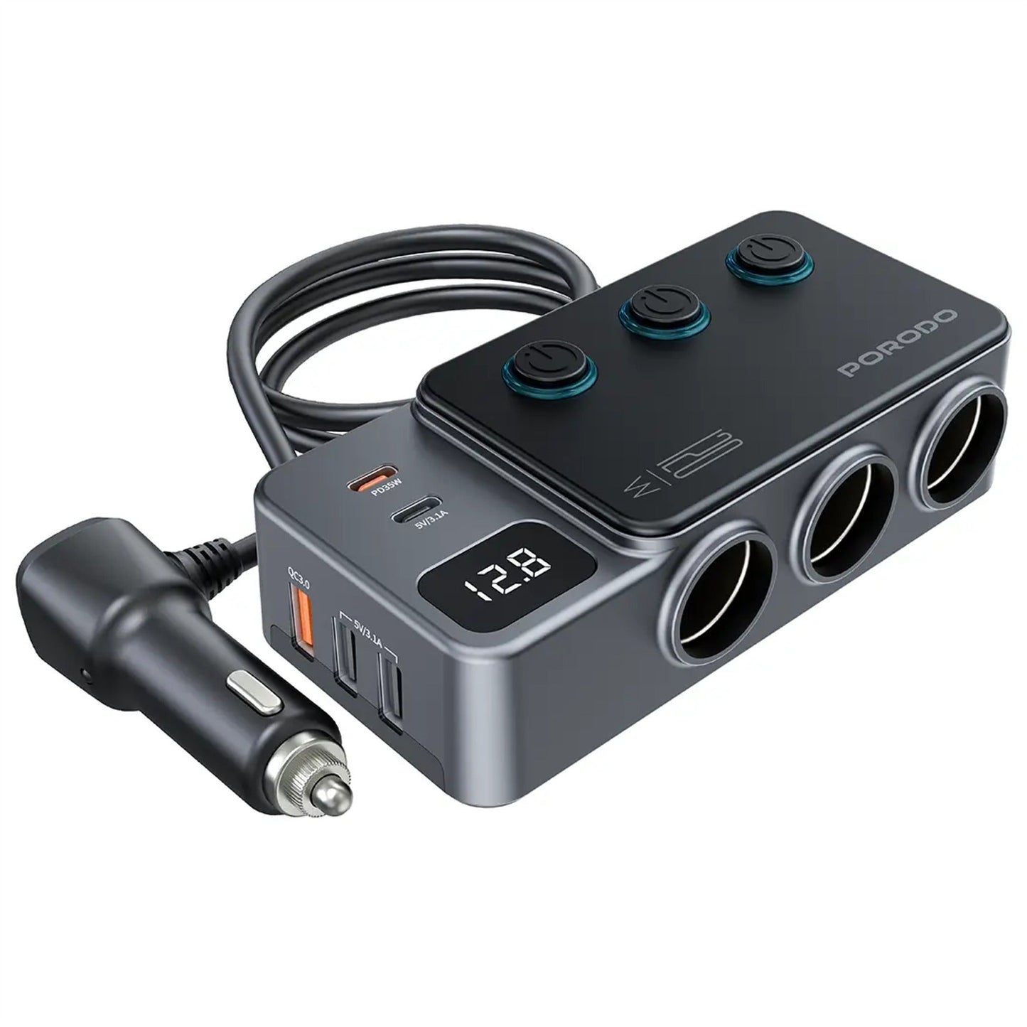 بورودو 120 واط Car شاحن Hub Trتقنية النبضات الضوئيةe-Pأوt Lighter Socket