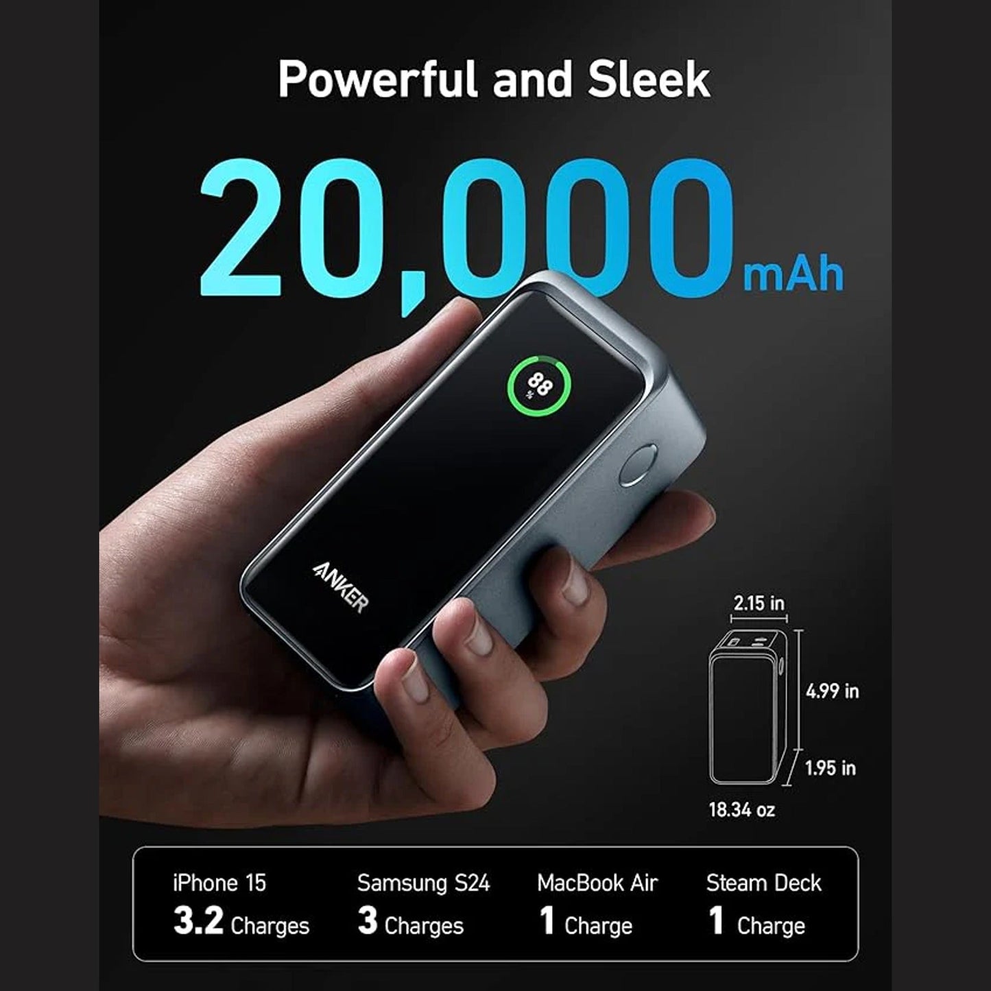 بطارية أنكر برايم (20 ألف مللي أمبير، 200 واط)