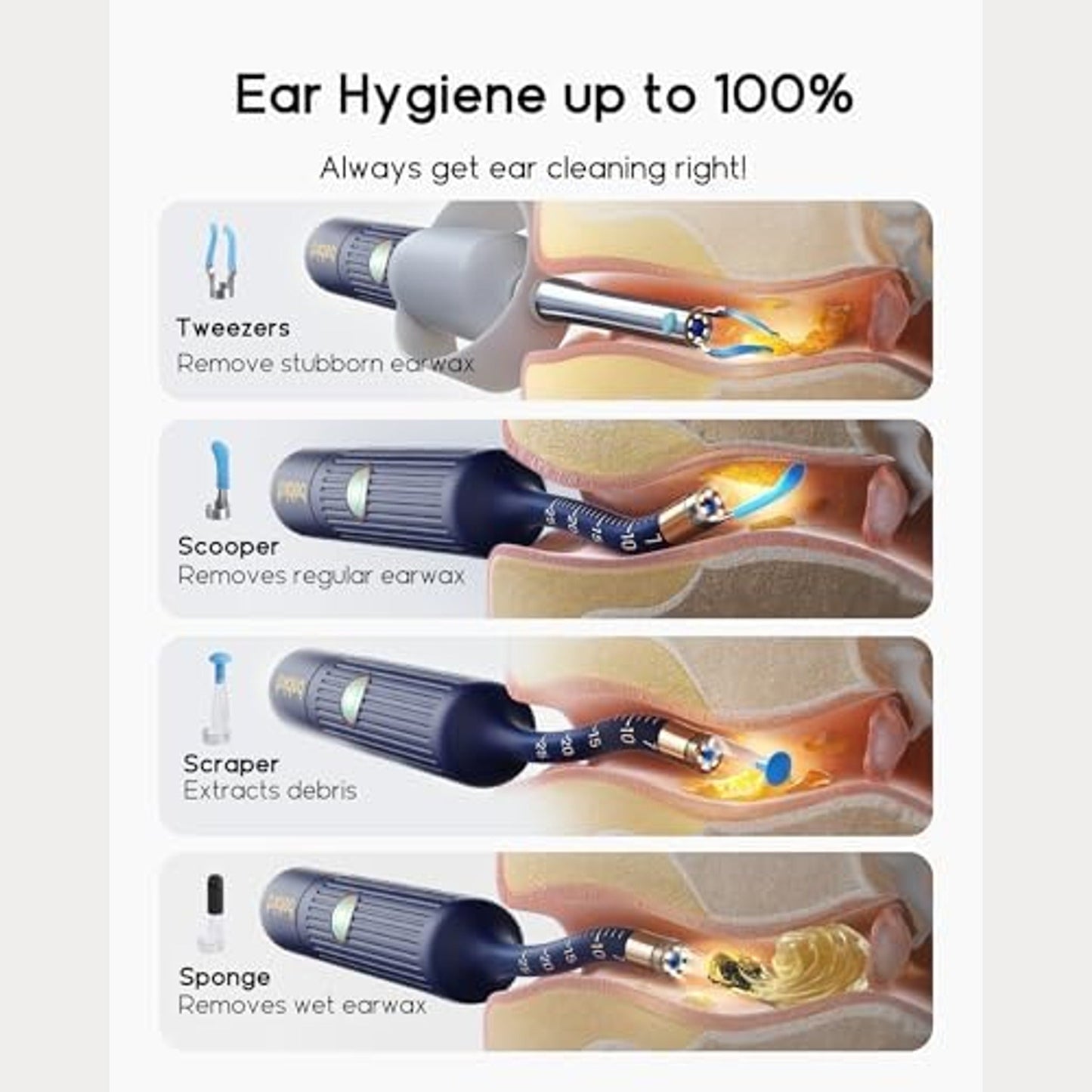 Bebird EarSight Plus | أداة إزالة شمع الأذن مع كاميرا - I35R