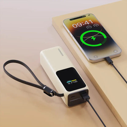 Porodo Smart Display 20000mAh Power Bank with Built-In Type-C Cable