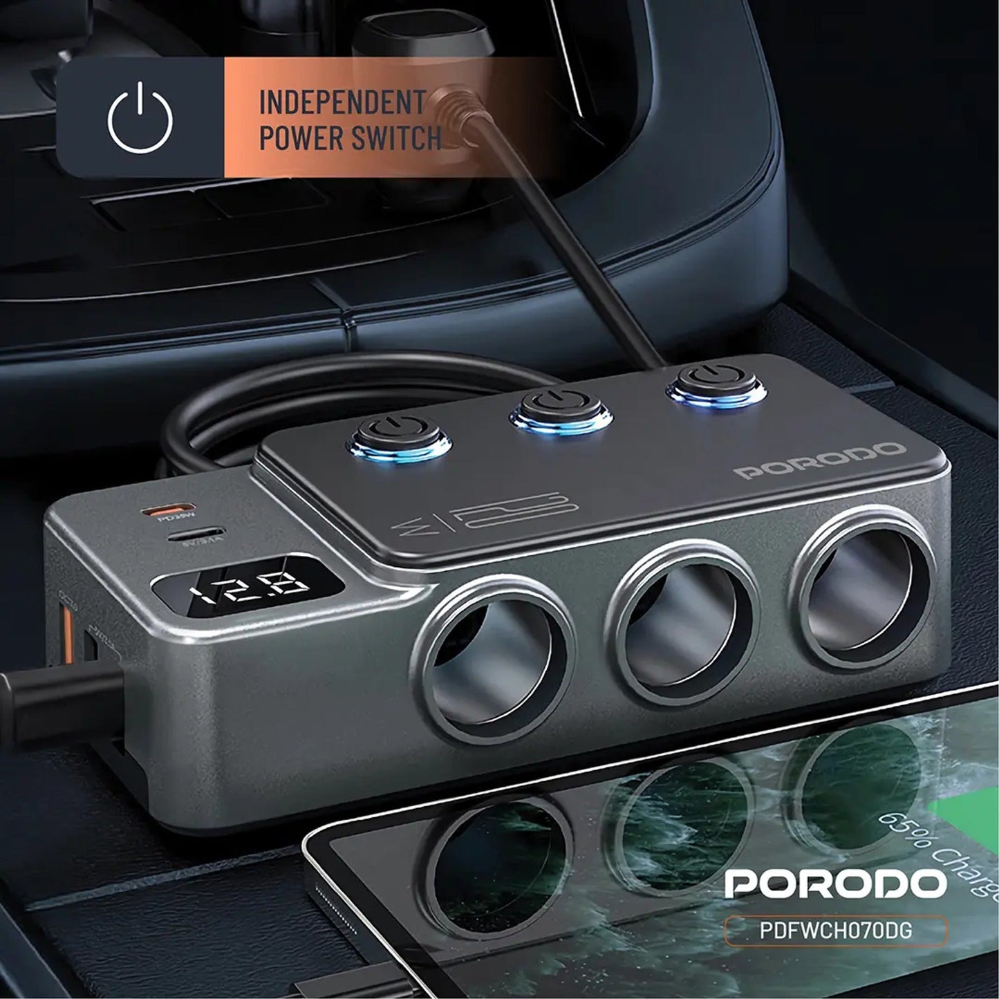 بورودو 120 واط Car شاحن Hub Trتقنية النبضات الضوئيةe-Pأوt Lighter Socket