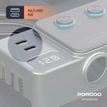 بورودو 120 واط Car شاحن Hub Trتقنية النبضات الضوئيةe-Pأوt Lighter Socket