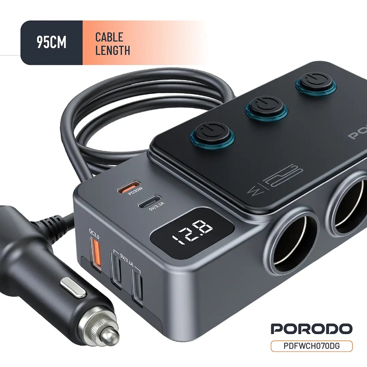 بورودو 120 واط Car شاحن Hub Trتقنية النبضات الضوئيةe-Pأوt Lighter Socket