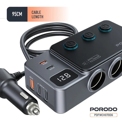 بورودو 120 واط Car شاحن Hub Trتقنية النبضات الضوئيةe-Pأوt Lighter Socket