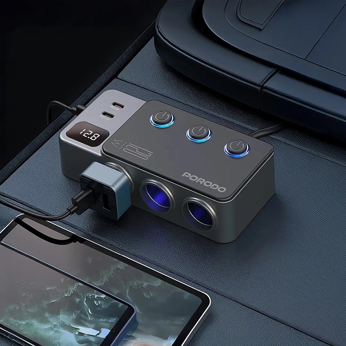 بورودو 120 واط Car شاحن Hub Trتقنية النبضات الضوئيةe-Pأوt Lighter Socket