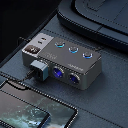 بورودو 120 واط Car شاحن Hub Trتقنية النبضات الضوئيةe-Pأوt Lighter Socket