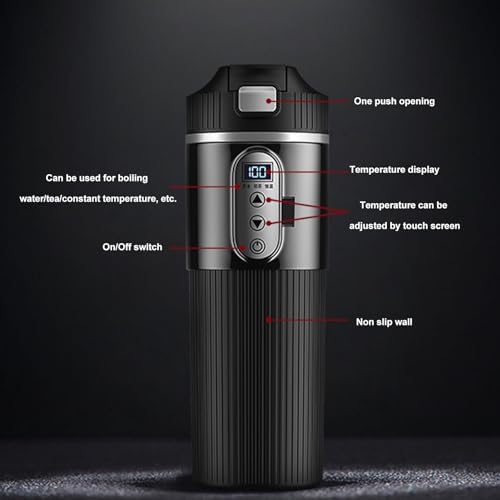 Intelligent Car Electric Kettle 500mL with Touch Screen & Temperature Control