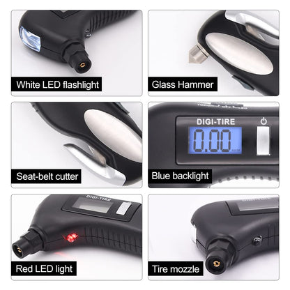 5-In-1 Digital Tire Pressure Gauge & Emergency Tool