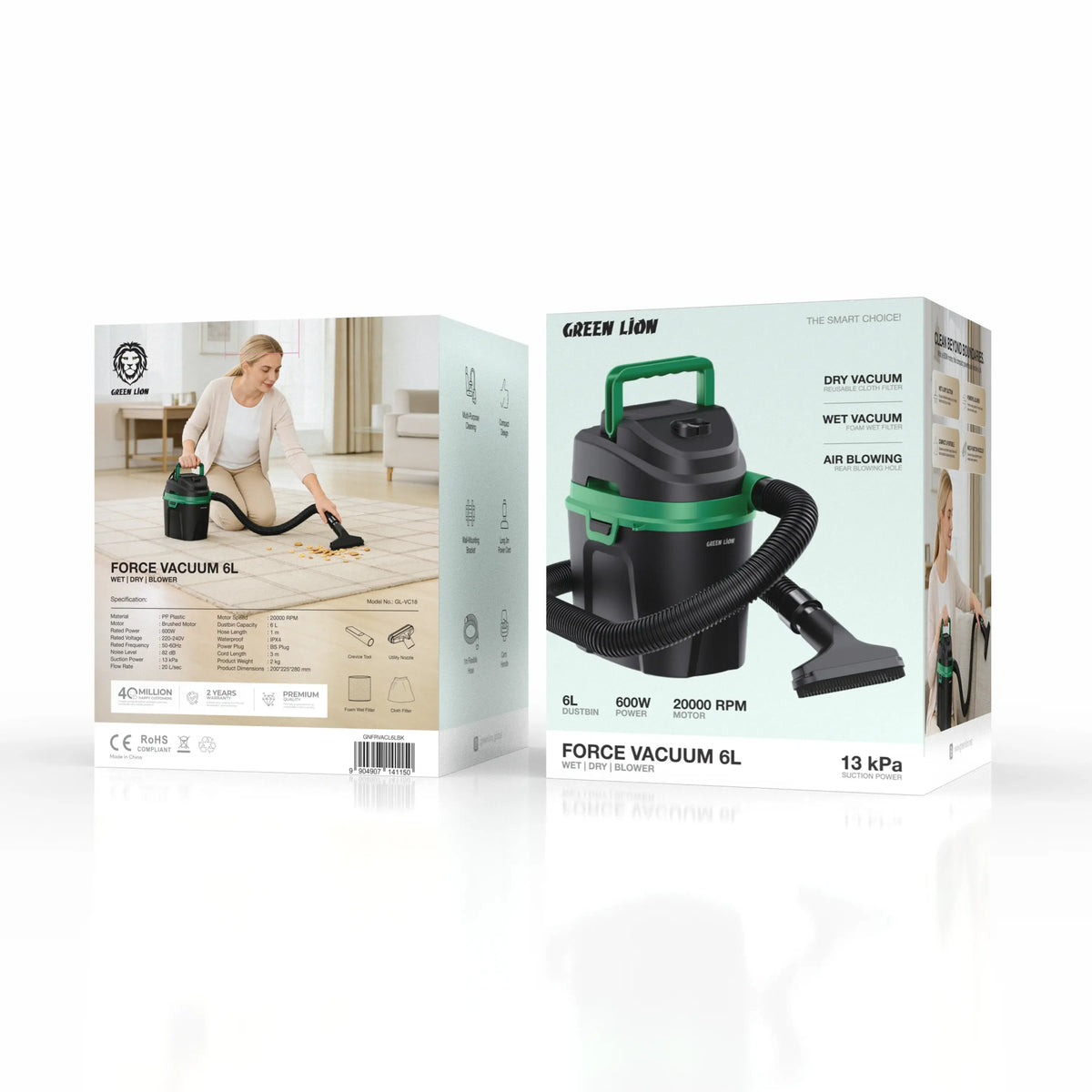 Green Lion FORCE VACUUM 6L (Wet, Dry, Blower) 20000 RPM 600W